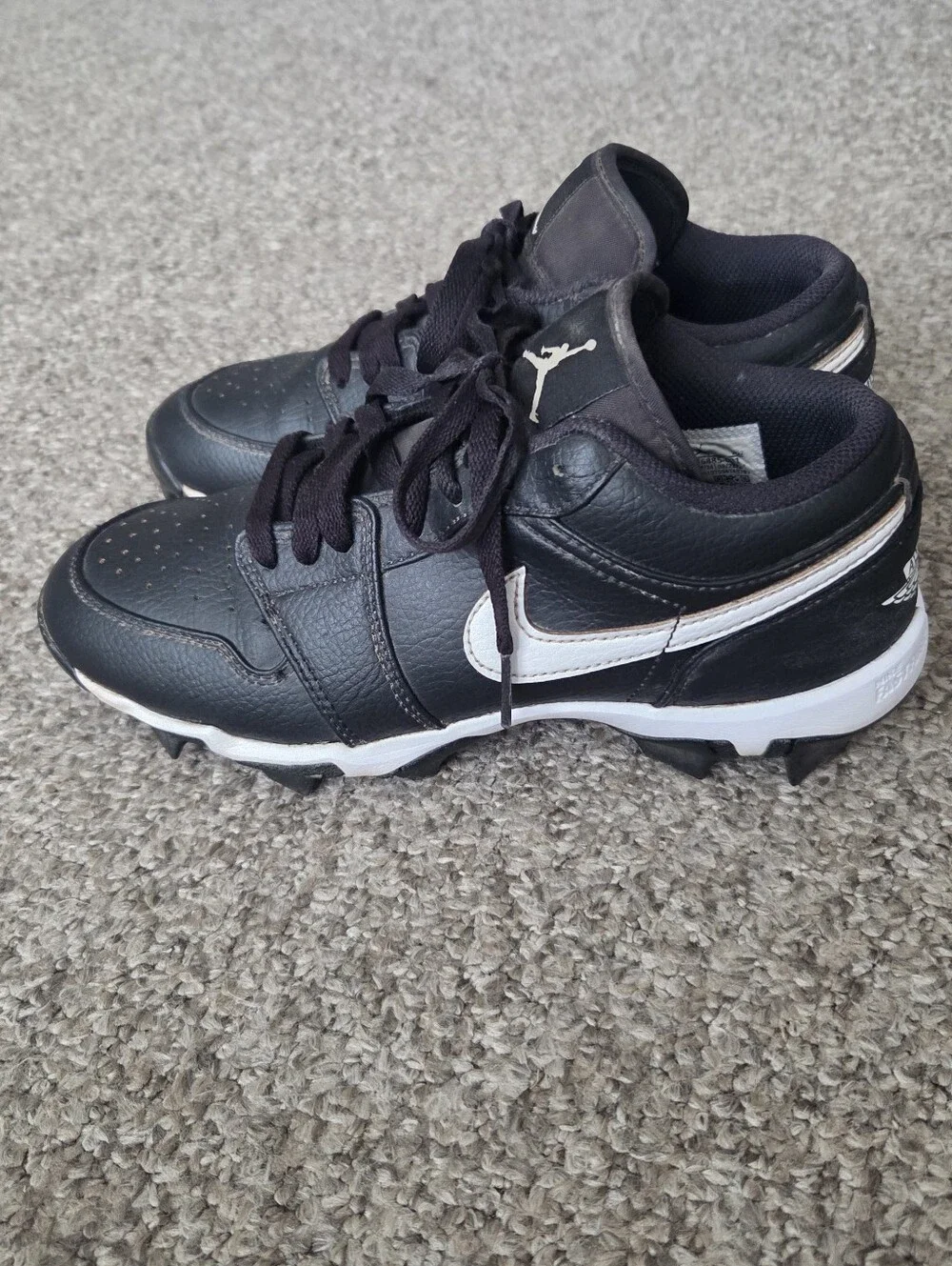 Nike Air Jordan 1 Low Cleats GS Youth Size 5Y Black White Football Baseball